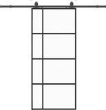 vidaXL Schuifdeur met beslag, zwart, 90x205 cm, veiligheidsglas