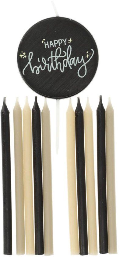 Folat Crème noir kaarsen set - 11 stuks - 9,5 cm