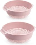 Plasticforte Keuken vergieten/zeef - set 2x - kunststof - lichtroze - dia 23 en 27 cm