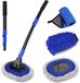 Brosse de lavage de voiture sans marque avec long manche et tête en microfibre - Noir/Bleu