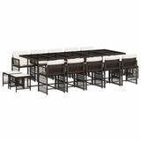 vidaXL 15-delige Tuinset met kussens, bruin, polyrotan