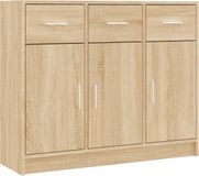 vidaXL Dressoir Sonoma eiken 91x28x75 cm bewerkt hout