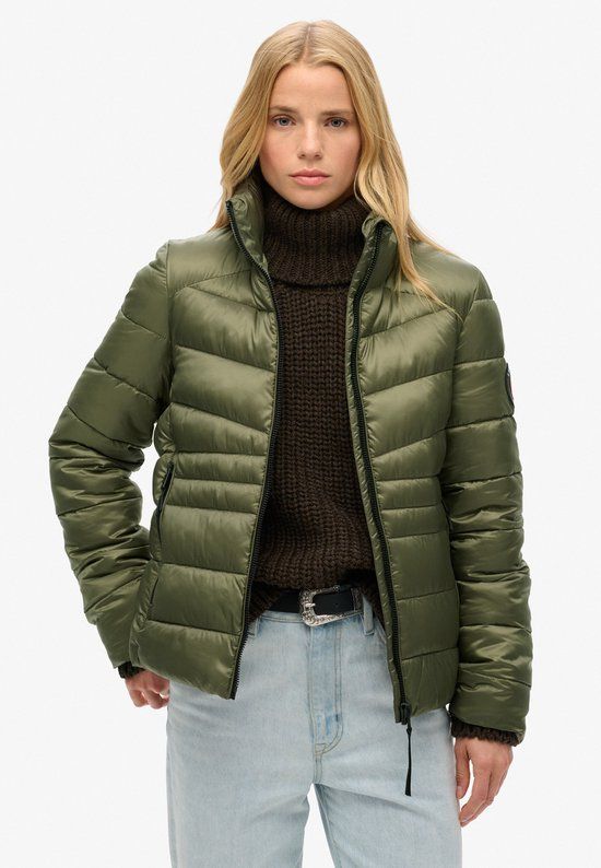 Superdry Fuji Quilt Padded Winterjas Dames - Donkergroen - Maat XL (42)