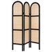 Atmosphera Luxe Paravent Windows à 3 panneaux - noir/beige - Bois de Paulownia - 120 x 170 cm