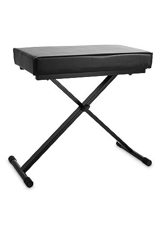 GEWA Keyboardbank zwart, 4-voudig in hoogte verstelbaar, zitting kunstleer zwart 60x30 cm, vulling 7 cm