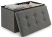 Edihome Opvouwbare opbergpoef met stoffen deksel, 38 x 76 x 38 cm, opbergdoos, multifunctionele bank, voetensteun, woonkamer, make-uptafel (donkergrijs)