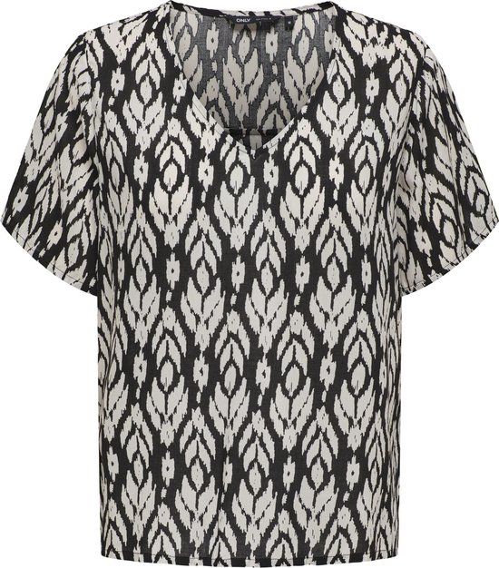 ONLY ONLSUSAN V-Neck Top - Women's - Size L - Black/Ikat Graphic