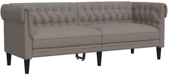 vidaXL Driezitsbank Chesterfield-stijl stof taupe