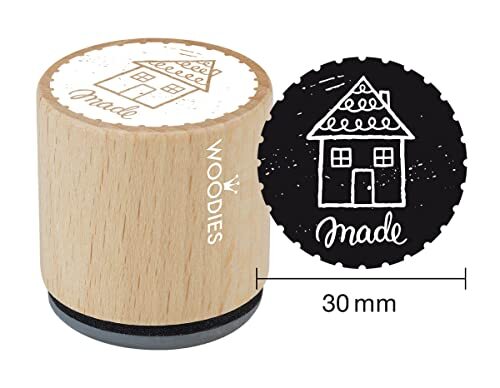 Woodies houten huis, stempel, 3.4 x 3.4 x 3.5 cm