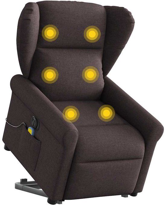 vidaXL Sta-op-massagestoel elektrisch verstelbaar stof donkerbruin