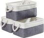 Ibenzoa® Set de 3 boîtes de rangement pliables en tissu, 36x26x18 cm – lin/coton/polyester, gris-blanc, peu encombrant pour jouets, vêtements, livres