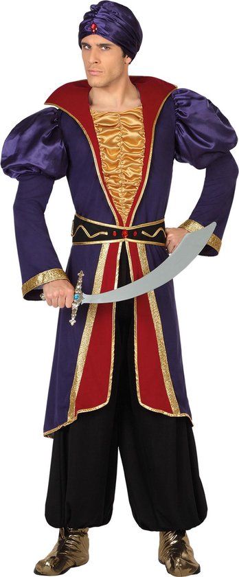 Oosterse Prins Kostuum Heren - Zwart - XL - Volledig Verkleedpak - Carnaval