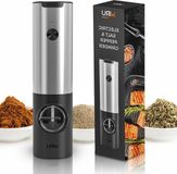 Bol Moulin à sel et poivre électrique automatique avec éclairage LED - rechargeable via Type-C - moulin en céramique pour épices - Noir - 1 pièce