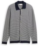 Tom Tailor - Gilet en maille - Hommes - Bleu marine / Blanc - Taille XL