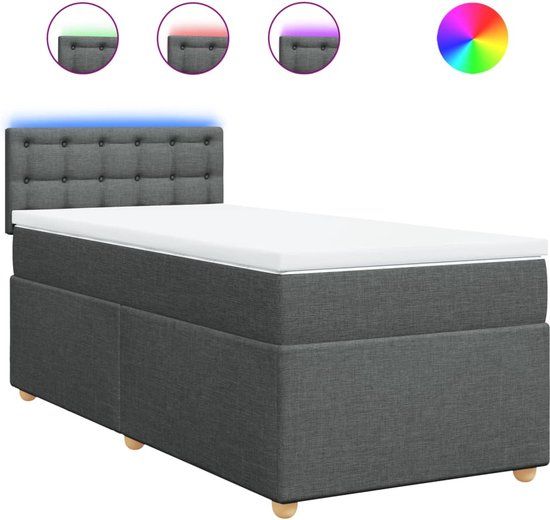 vidaXL Boxspring met matras stof donkergrijs 80x200 cm