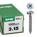 SPAX Universele schroef, 3 x 15 mm, 1000 stuks, Voldraad, Bolkop, Kruiskop Z1, S-punt, WIROX - 0231010300155