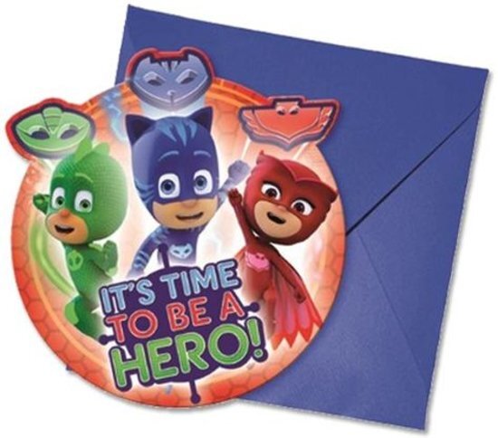 - PJ Masks uitnodigingen 6 st.