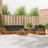 vidaXL Acacia Hout Bank Loungeset 5-zits Natuurlijk en Antraciet
