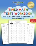 Timed Math Tests Workbook: 100 Subtraction Timed Tests for Grade 2: 2-Digit Subtraction Drills with a Complete Answer Key
