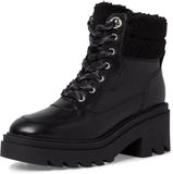 Tamaris Zwarte Veterlaarsjes Dames Leer/Textiel Blokhak 5-7cm Maat 41