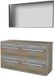 Basic-Line Framed 46 Badkamermeubelset - 120 x 46 cm - Met Grepen - 4 Lades - Wastafelblad - Spiegel met Zwart Aluminium Frame - Scotch Oak