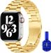By Qubix - Stalen schakel band - Goud - Geschikt voor Apple Watch 38mm, 40mm, 41mm, 42mm