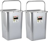 Plasticforte Recycling afvalbak - 2x - zilvergrijs - 45 Liter - afsluitbaar - 34 x 40 x 54 cm - kunststof