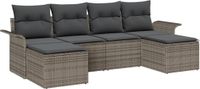 vidaXL Tuinbank Set 4 Zitplaatsen Grijs Polyrattan