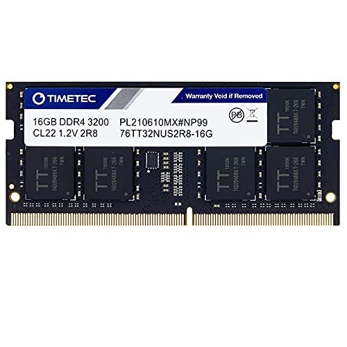 Timetec 16 GB DDR4 3200 MHz PC4-25600 niet-ECC niet-gebufferd 1,2 V CL22 2Rx8 Dual Rank 260 Pin SODIMM Compatibel met AMD en Intel Gaming Laptop Notebook PC Computer Geheugen RAM Module Upgrade (16 GB)
