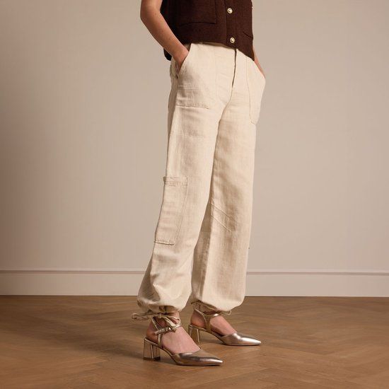 No Stress Dames Goudkleurige leren slingbacks Maat 38