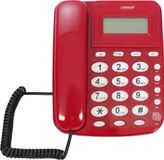 Avizar, vast telefoon met LCD-scherm, herhaaldialfunctie en alarm, rood