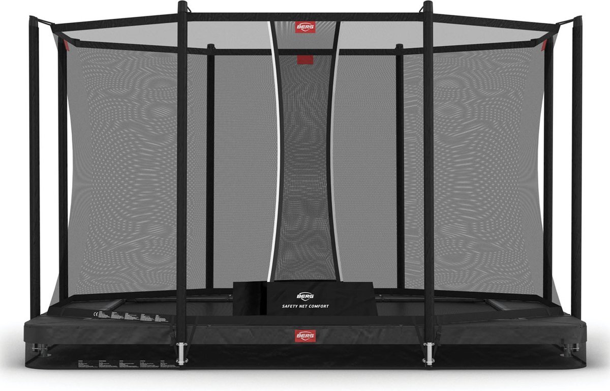 Berg inground trampoline rechthoekig Favorit grijs 330 cm met veiligheidsnet