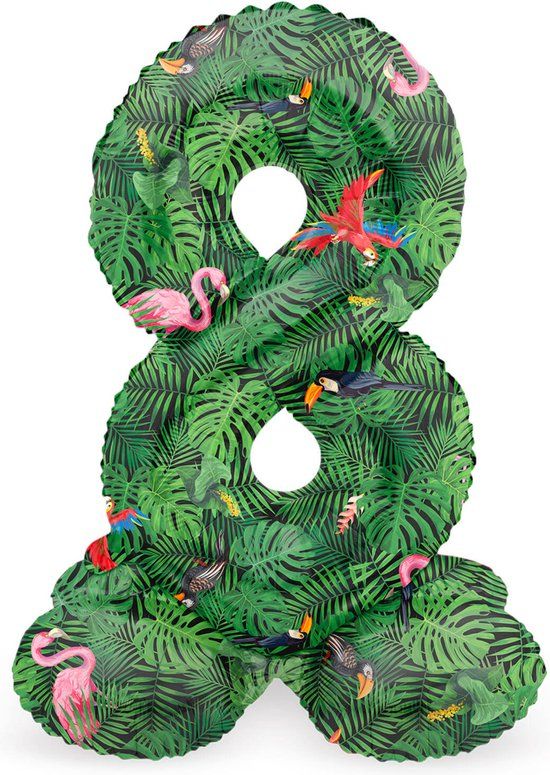 Folat Staande folieballon Cijfer 8 Jungle Vibe - 41 cm
