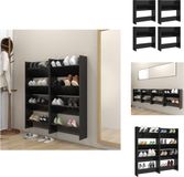 vidaXL Wandschoenenkasten 4 st 60x18x60 cm hout hoogglans zwart