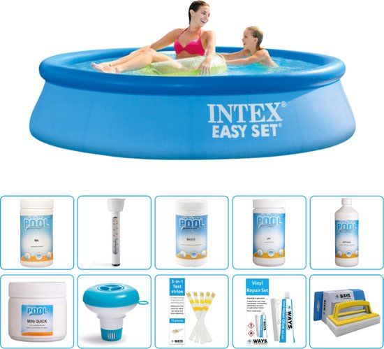 Intex Easy Set Zwembad - Rond - 244 x 61 cm - Blauw - Compleet Pakket