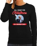 Bellatio Decorations Trump All I want for Christmas foute Kerst trui - zwart - dames - Kerst sweater / Kerst outfit XL