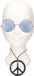Smiffys Hippie Flower Power set de déguisement - collier peace - et lunettes rondes de fête - bleu - Adultes