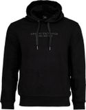 ARMANI EXCHANGE V-Neck Hooded Cotton Sweatshirt with Long Sleeves - Black