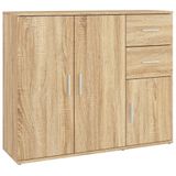 vidaXL Dressoir Sonoma Eiken 91x29,5x75 cm Bewerkt Hout