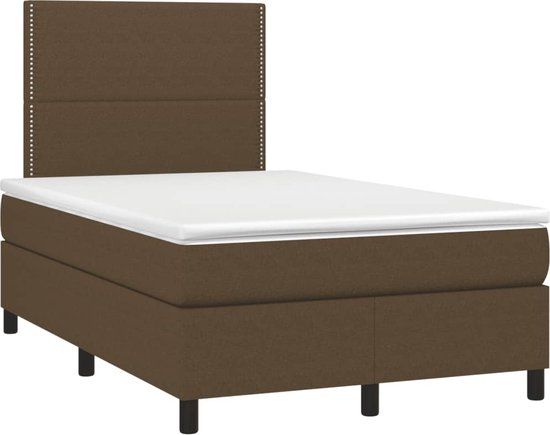 vidaXL Boxspring met matras stof donkerbruin 120x190 cm
