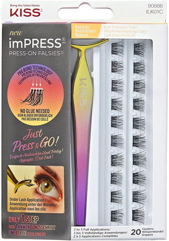 KISS imPRESS Kunstwimpers - Zelfklevend - Wimperextensie - Lashes - Valse Wimpers - Geen irritatie - Herbruikbaar - Press-on Falsies – Natural