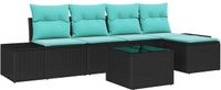 vidaXL Tuinbank - Set - 5 - st - Zwart - en - Turkoois - poly - rattan