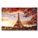 Homemania Eiffeltoren en landschappen voor woonkamer, slaapkamer, meerkleurig, 45 x 3 x 70 cm, HM20KNV45 x 70 – 207, polyester, hout