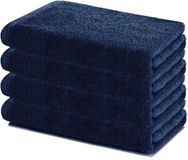 Lavea® Set van 4 Handdoeken 40x70 cm – Set Douchehanddoeken Zacht en Absorberend – 100% Katoen – Oeko-TEX 100 gecertificeerd – Wasbaar op 60°C – voor Badkamer en Toilet – Marineblauw