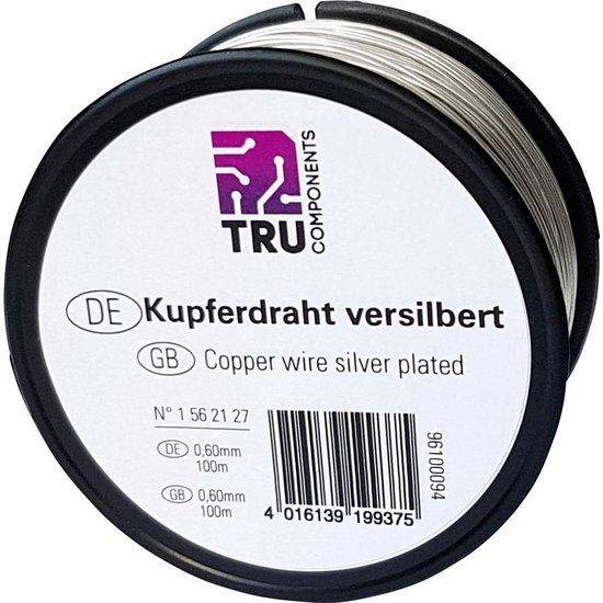 TRU COMPONENTS Koperdraad Buitendiameter (excl. isolatielak): 0.60 mm 40 m Kleurloos