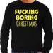 Bellatio Decorations Foute Kersttrui/sweater voor heren - Boring Christmas - zwart - glitter geel XL