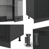 Vicco R-Line Complete keukeneenheid – 300 cm met hoge kast, WB Antraciet Antraciet landhuis/antraciet