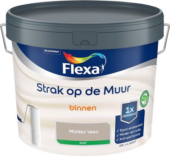 Flexa Strak op de Muur Binnen Muurverf Mat - Midden Veen - 10 L