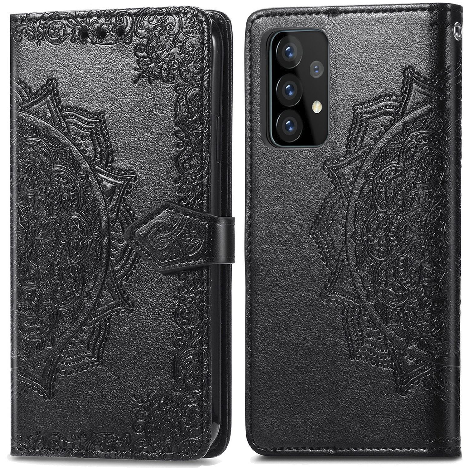 imoshion Mandala Bookcase - Black - Compatible with Samsung Galaxy A52 (4G/5G) & A52s