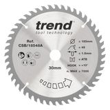 Trend Wood CSB/18548A Accu-cirkelzaagblad, diameter 185 mm, 30 mm boring, 48 tanden, 1,8 mm snijvoeg, +10° haak, TCT, fijn oppervlak
